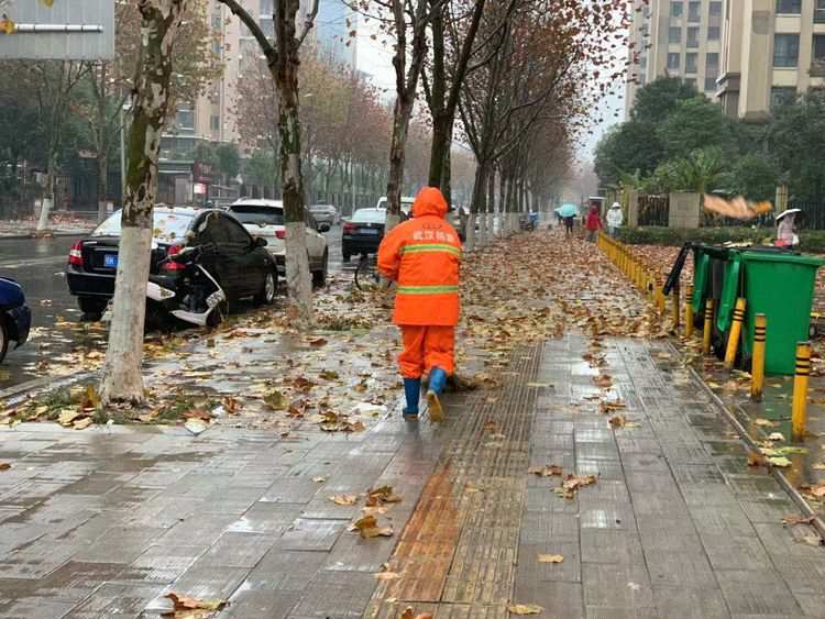 清扫人行道落叶